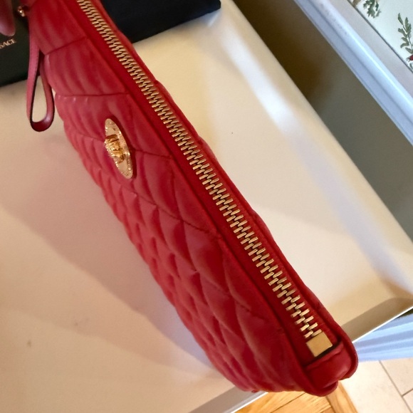Versace Quilted Red Leather Clutch - Picture 4 of 9